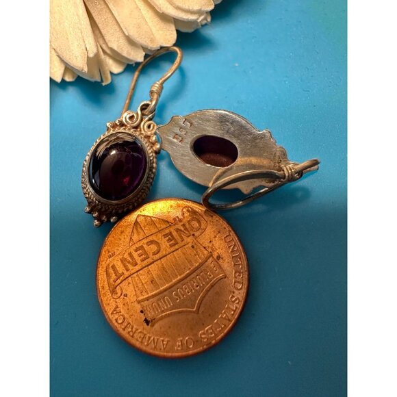 Sterling Silver Red Glass Earrings - Picture 2 of 2